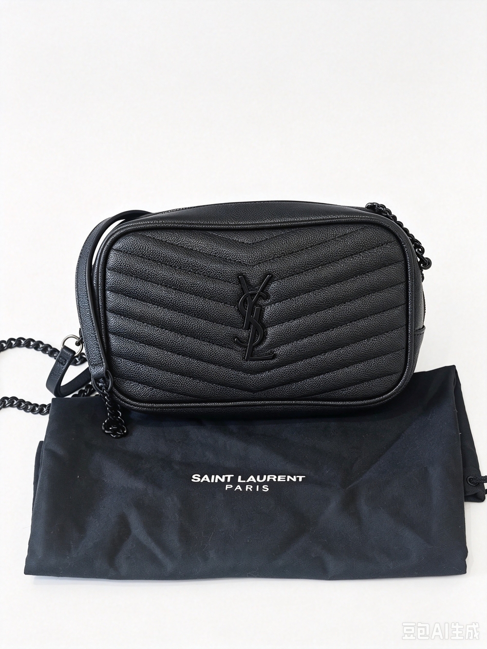 Saint Laurent Black Lou Quilted Leather Camera Bag